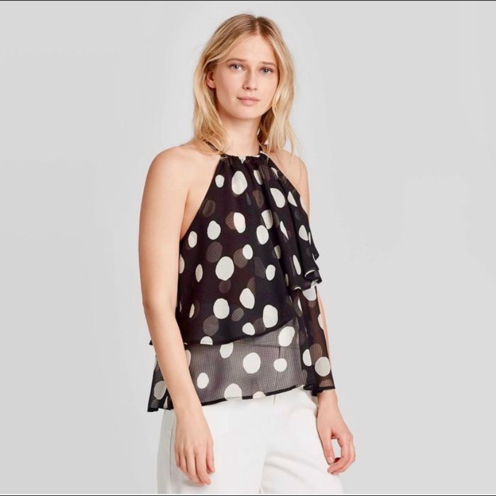 FINAL🚨DONATING SOON‼️ Polka Dot Tiered Halter Blouse